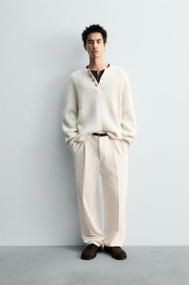 TEXTURED BAKER COLLAR JUMPER - Ecru by Zara