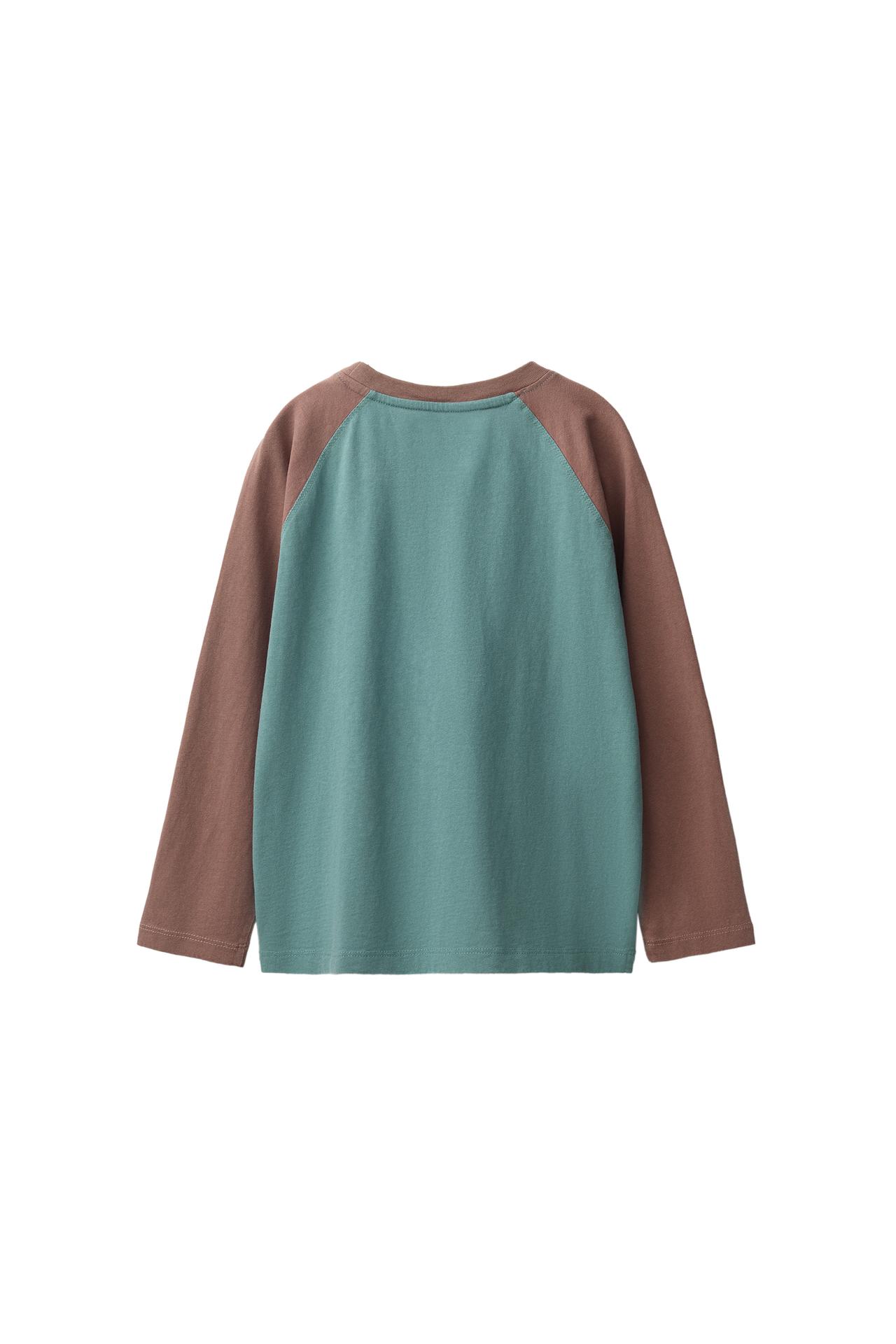 CONTRAST RAGLAN LONG SLEEVE T-SHIRT — Pastel blue