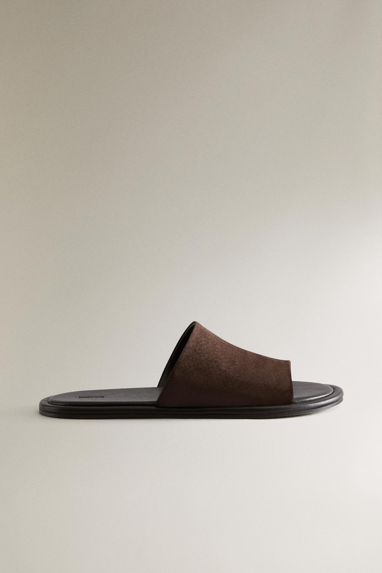 LEATHER SLIDES — Brown