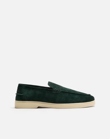 MOCASÍN PIEL CASUAL - Verde Botella de Zara