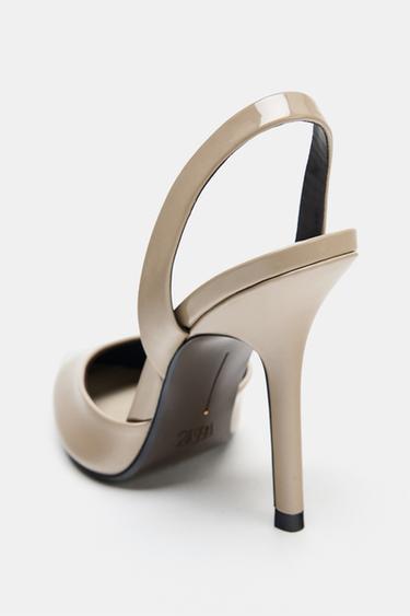 CHAUSSURES À TALONS ET BRIDES ARRIÈRE POINTUES - Gris taupe de Zara - Image 5