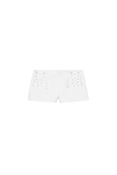 MINI SHORTS WITH CROSSOVER LACING - White by Zara