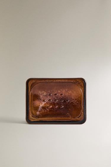 PORTE-SAVON DE BAIN EN VERRE FONCÉ - Marron de Zara