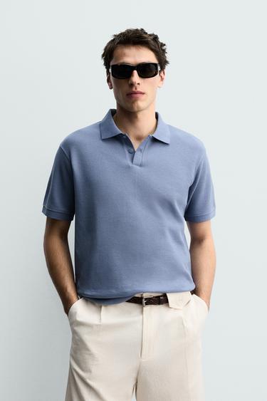Zara REGULAR FIT PIQUÉ POLO - Blue