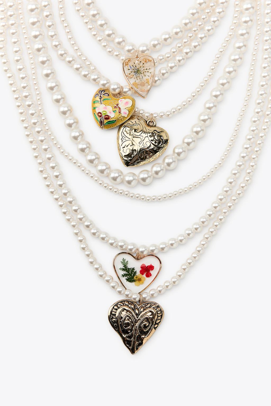 Thumbnail image for PACK OF 2 HEART AND FAUX PEARL NECKLACES