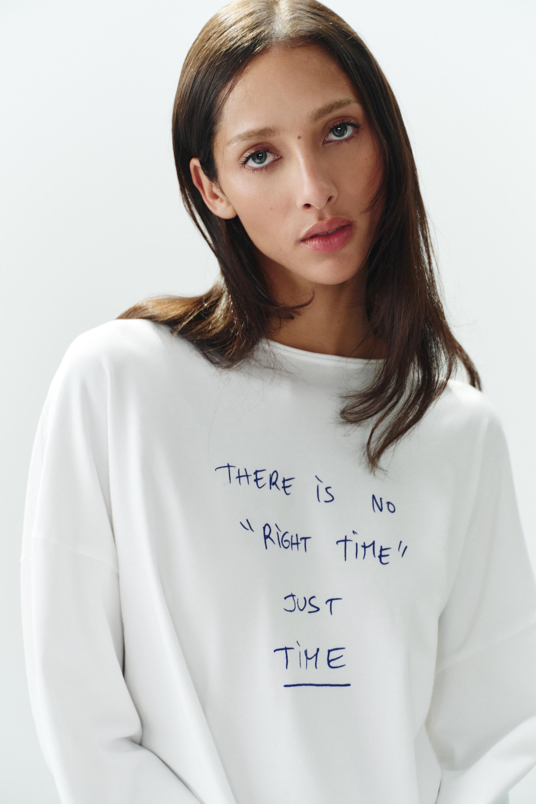 新品 ARGUE The Trace Tshirts(T・T・T ) ttt THOMAS LELÚ TEXT oversize T-SHIRT - White | ZARA Singapore