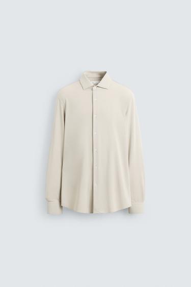 Zara TEXTURED STRETCH SHIRT - Sand