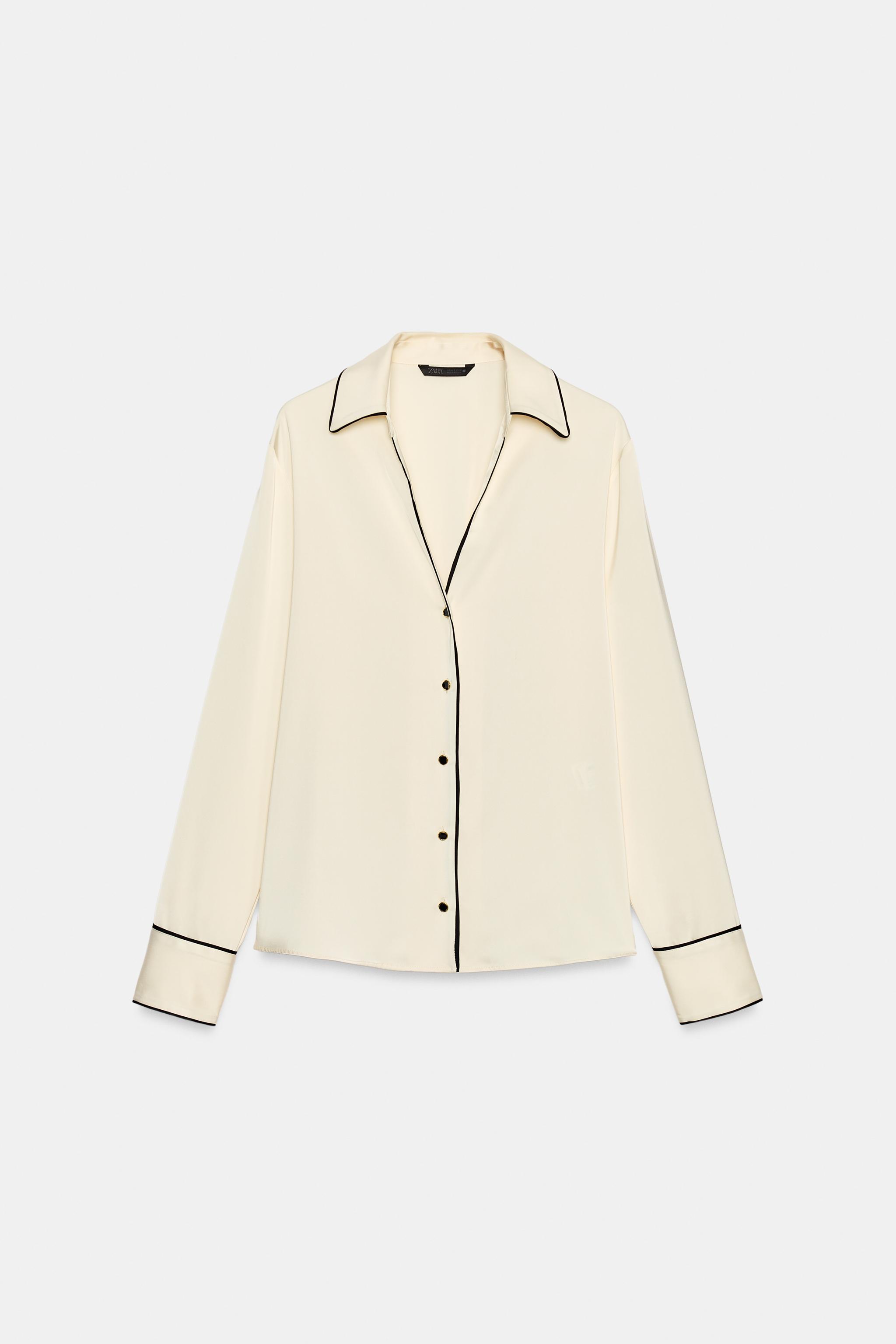 CHEMISE SATINÉE AVEC LISERÉS CONTRASTE