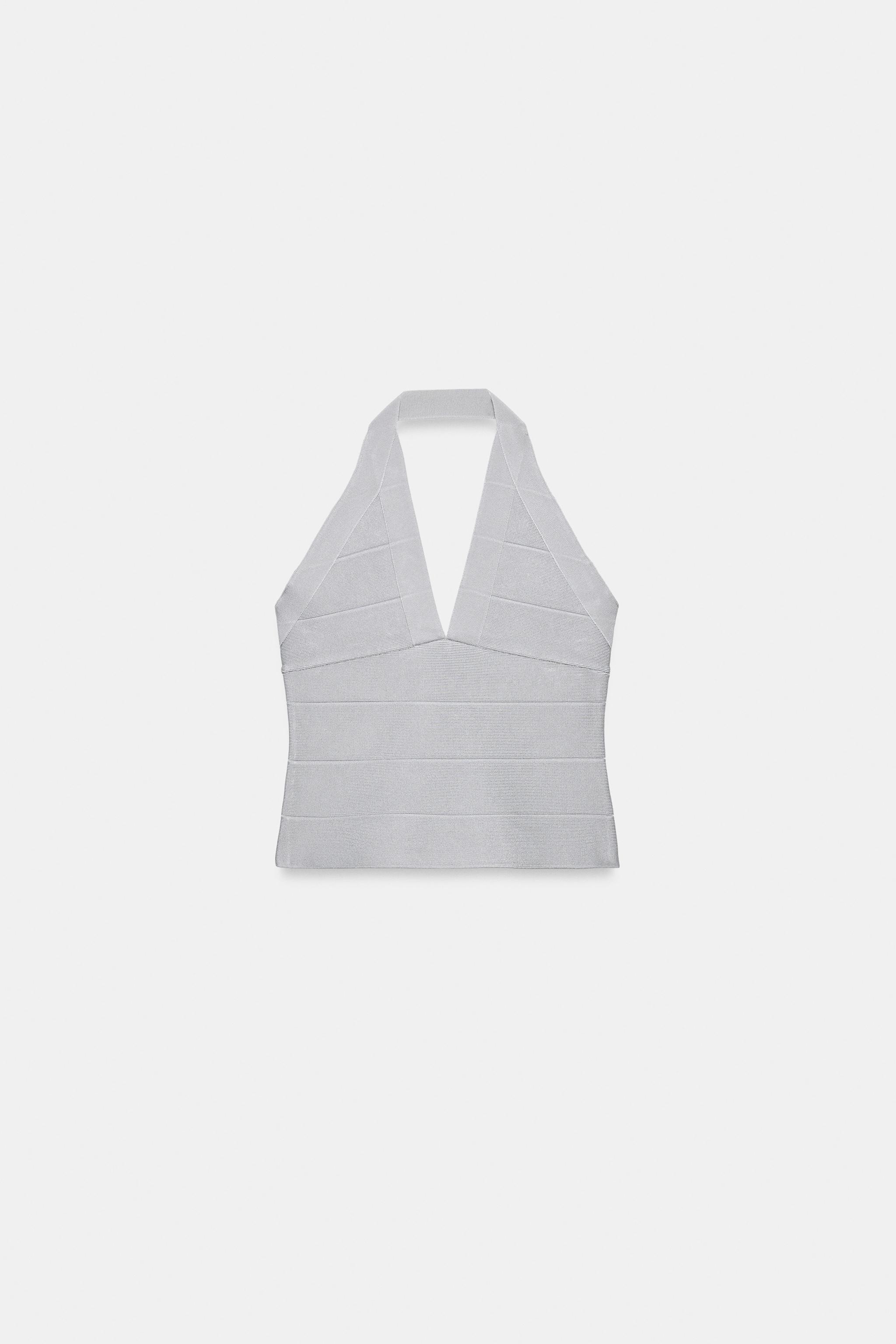 Zara Şeritli Halter Yaka Esnek Top görsel 6