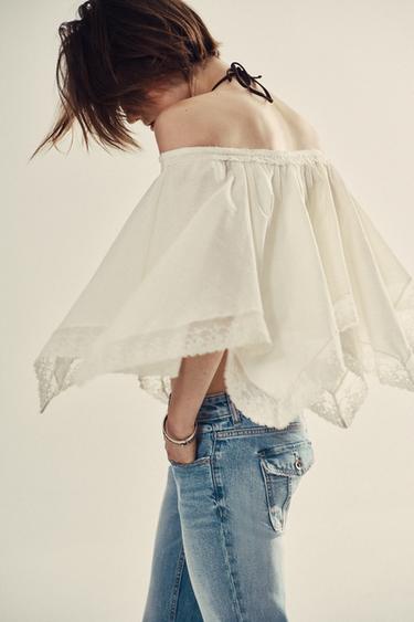 TOP CAPE EN DENTELLE - Écru de Zara