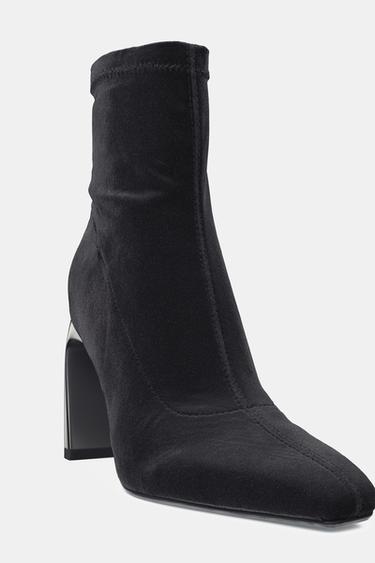 VELVET-EFFECT ANKLE BOOTS - Black by Zara - Image 4