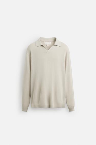 COTTON/HEMP KNIT POLO SHIRT - Sand by Zara