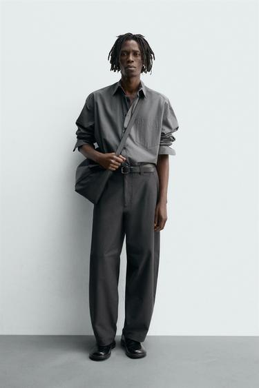 Zara BALLOON FIT PANTS - Anthracite Gray
