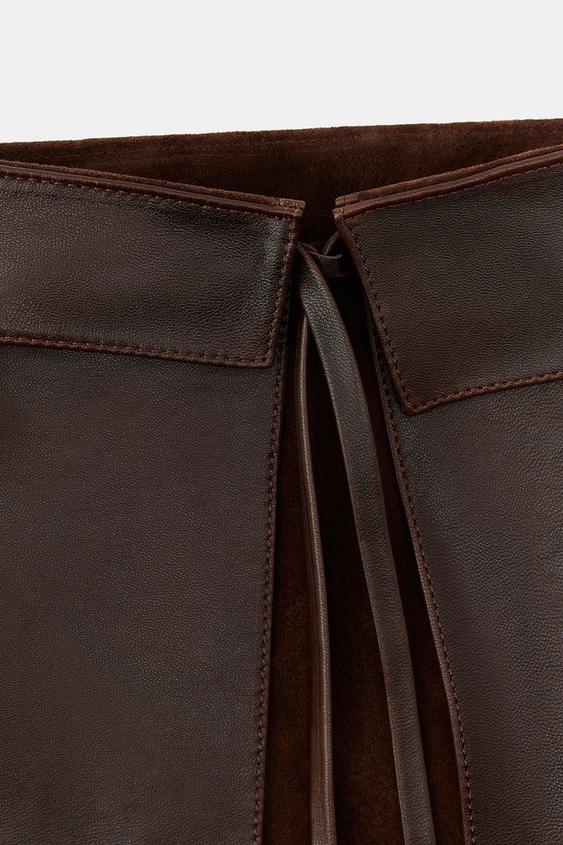 100% LEATHER SKIRT BELT - Brown | ZARA United States display picture 3