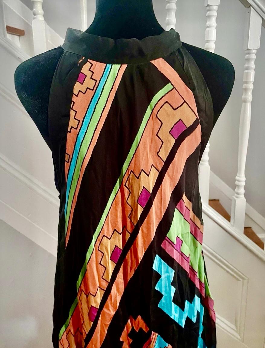 SLEEVELESS ALINE MULTICOLOR 100 SILK DRESS - Image 3