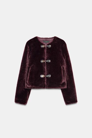 DOUBLE-FACED JACKET WITH TOGGLES - Burgundy by Zara - Image 0