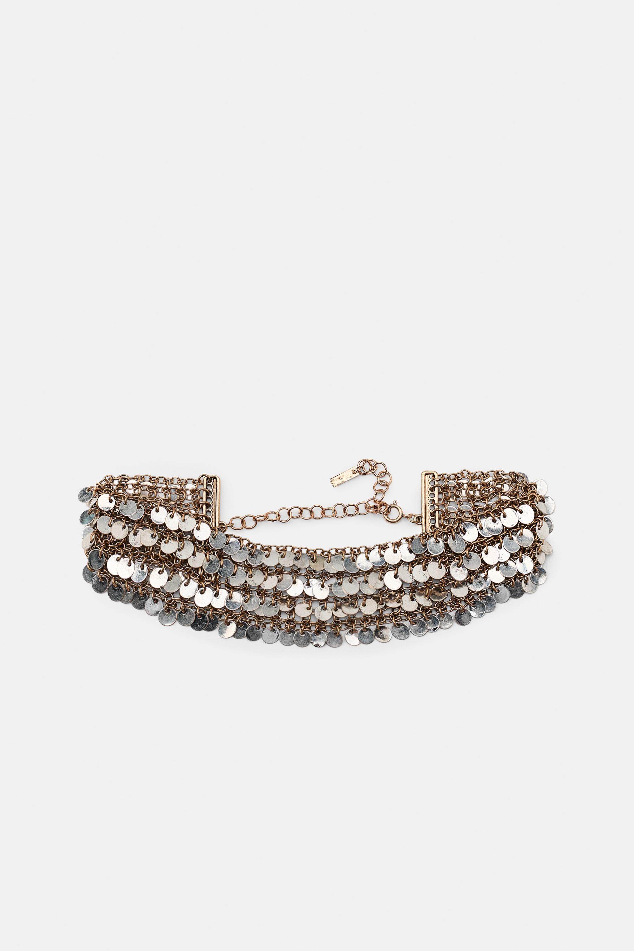 Женские аксессуары Zara SEQUIN COMBINED CHOKER NECKLACE — фото 3