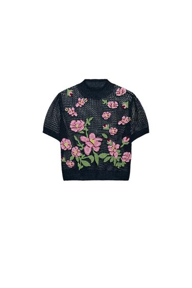 TOP ME THURJE LULE TË QËNDISURA - E kaltër nga Zara