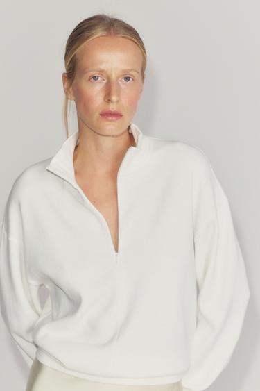 ZIP SWEATSHIRT — White 1