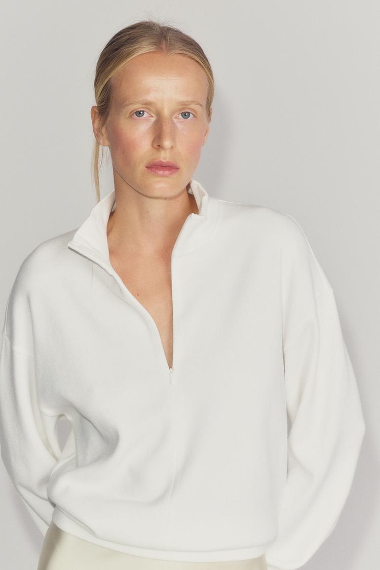 ZIP SWEATSHIRT — White