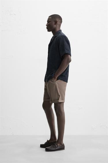 CHEMISE RELAXED FIT JACQUARD - Bleu marine de Zara - Image 3