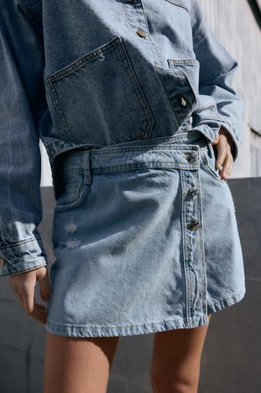 FALDA PANTALÓN Z1975 DENIM ROTOS - Azul claro de Zara - Imagen 0