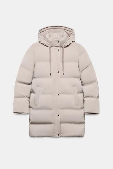 HALBLANGER ANORAK AUS GUMMIERTEM WINDPROOF-GEWEBE - Cremefarben von Zara