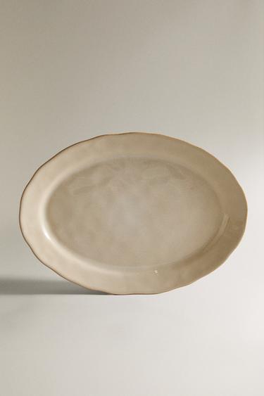TRAVESSA DE GRÊS COM BORDA IRREGULAR - Creme da Zara