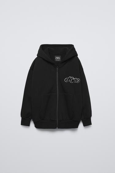 Embroidered Loop Hoodie - Black by Zara