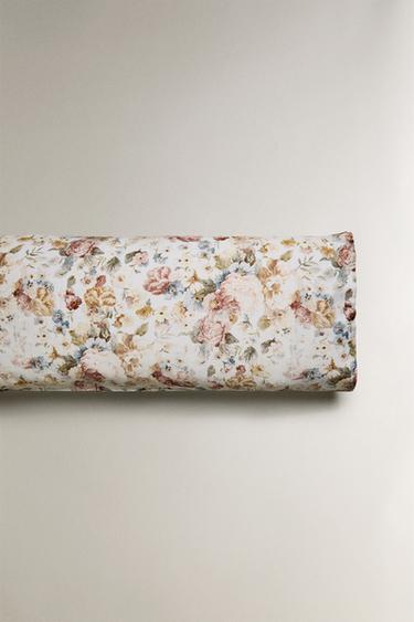 FLORAL SATEEN PILLOWCASE (300 THREAD COUNT) - Oyster-white by Zara - Image 4