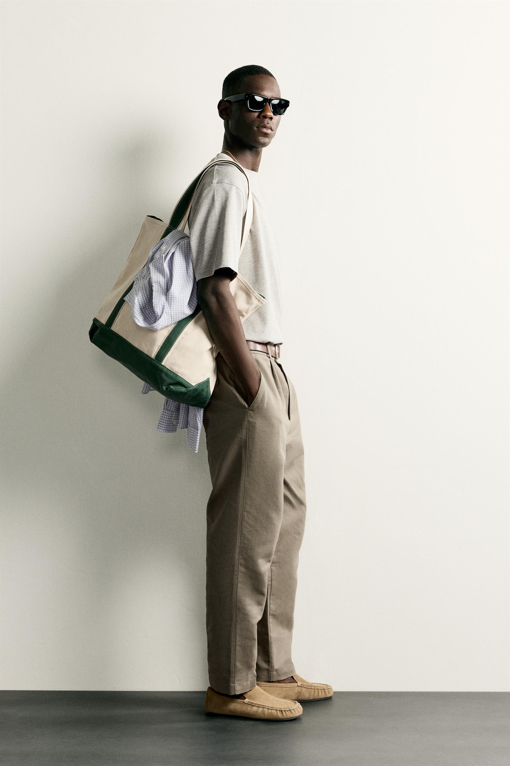 Zara PAMUKLU KETEN RELAXED FIT PANTOLON görsel 4