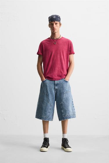 Zara OVERSIZED FIT DENIM BERMUDA SHORTS - Mid-blue - Image 0