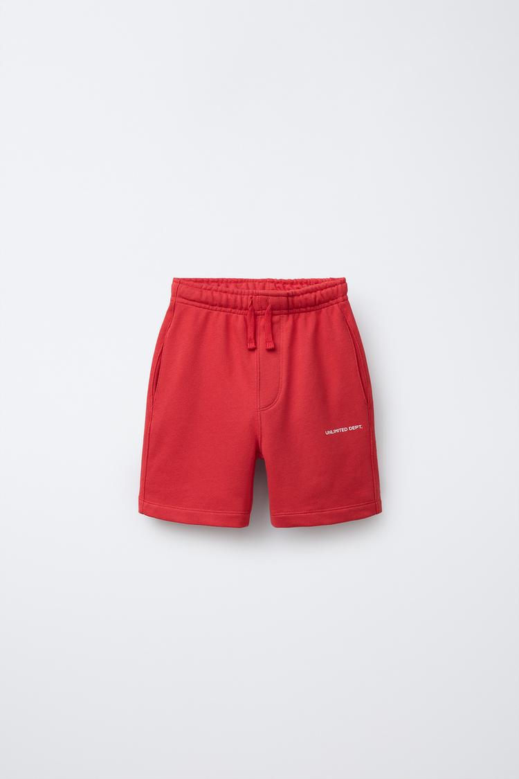 RAISED TEXT PLUSH SHORTS