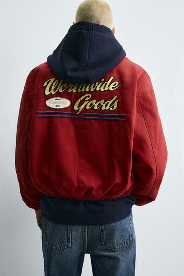 BOXY FIT EMBROIDERED JACKET - Red by Zara - Image 6