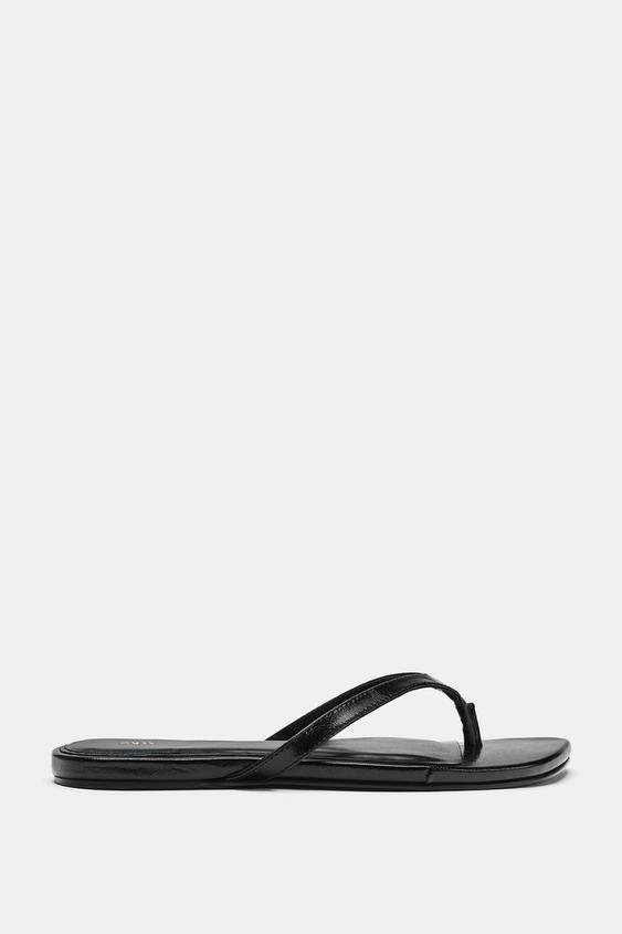 FLAT STRAP SANDALS - Black by Zara - Image 0