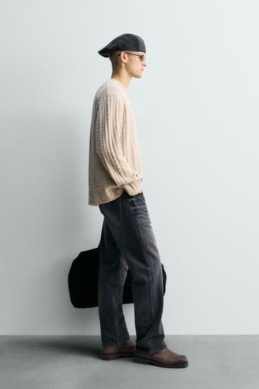 CABLE-KNIT SWEATER - camel by Zara - Image 3