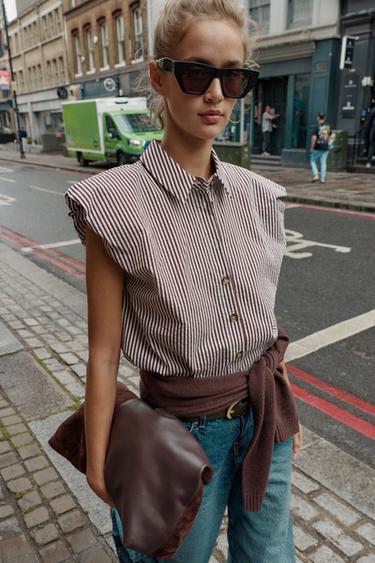 STRIPED SLEEVELESS SHIRT - 178 by Zara