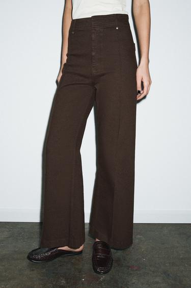 ДЖИНСЫ WIDE LEG С ВЫСОКОЙ ПОСАДКОЙ — ZW COLLECTION — ШОКОЛАДНЫЙ от Zara