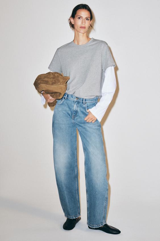 ZW COLLECTION CURVED STRAIGHT MID-WAIST JEANS - Mid-blue by Zara - Image 0