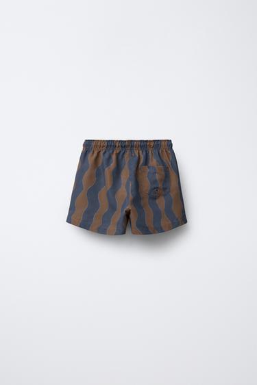 6-14 YEARS/ WAVE PRINT SWIM SHORTS - Blue by Zara - Image 1