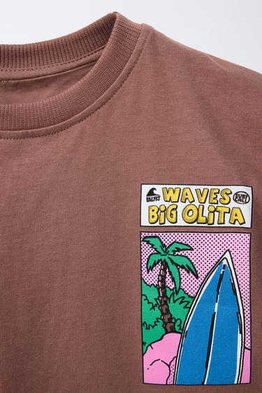 SURF PRINT T-SHIRT - Light brown by Zara - Image 2