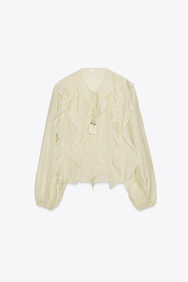 ROMANTIC RUFFLED BLOUSE - Butter by Zara - Image 9