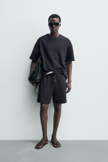 INTERLOCK RELAXED FIT JOGGER BERMUDA SHORTS - Deep blue by Zara