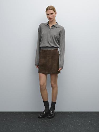 Zara Cotton blend knit polo sweater - Mid-gray - Image 0