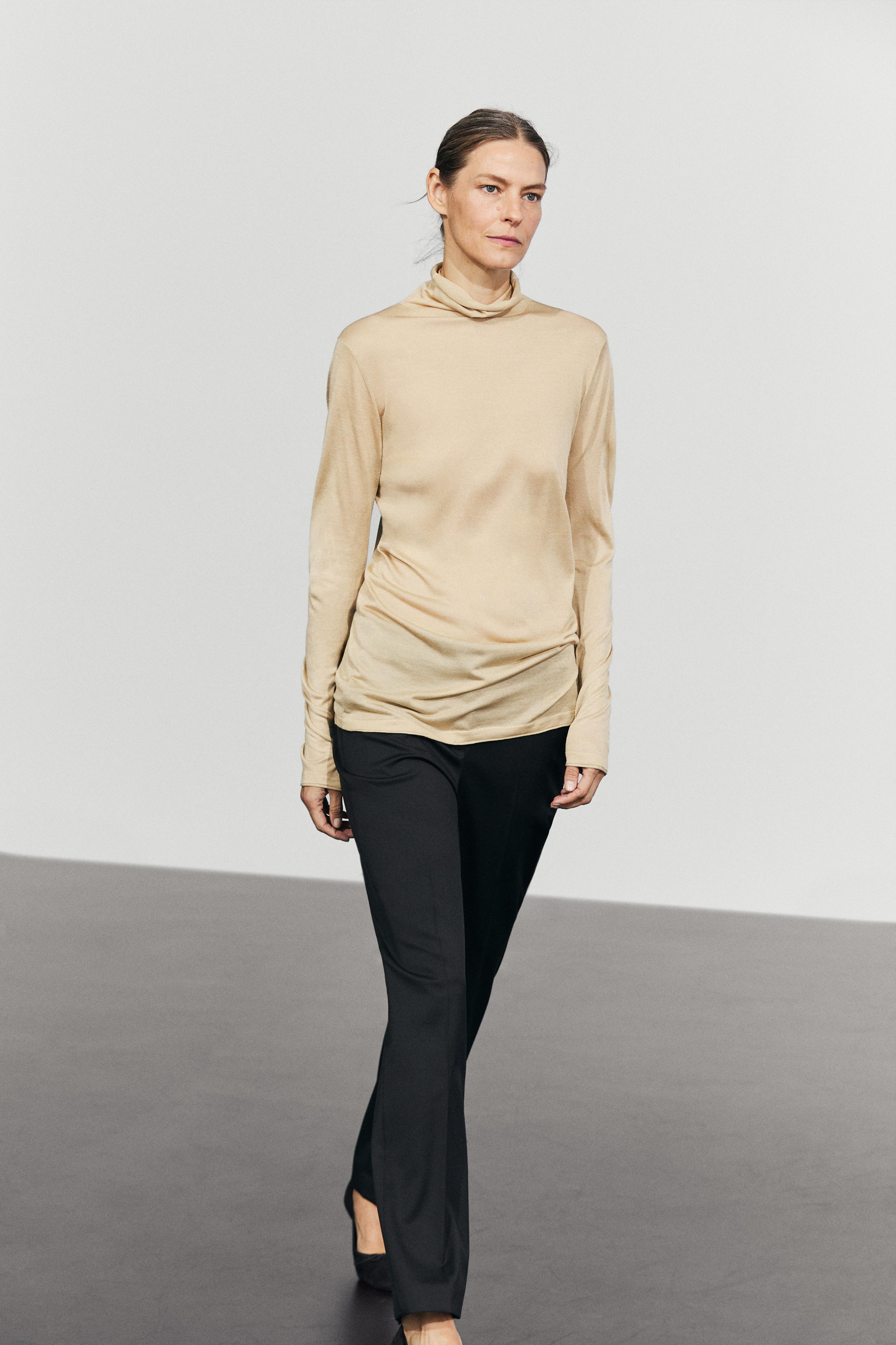 Pull long à col roulé 100 % soie