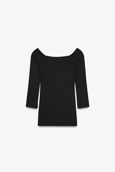 Zara 船領 T 恤 - 黑色