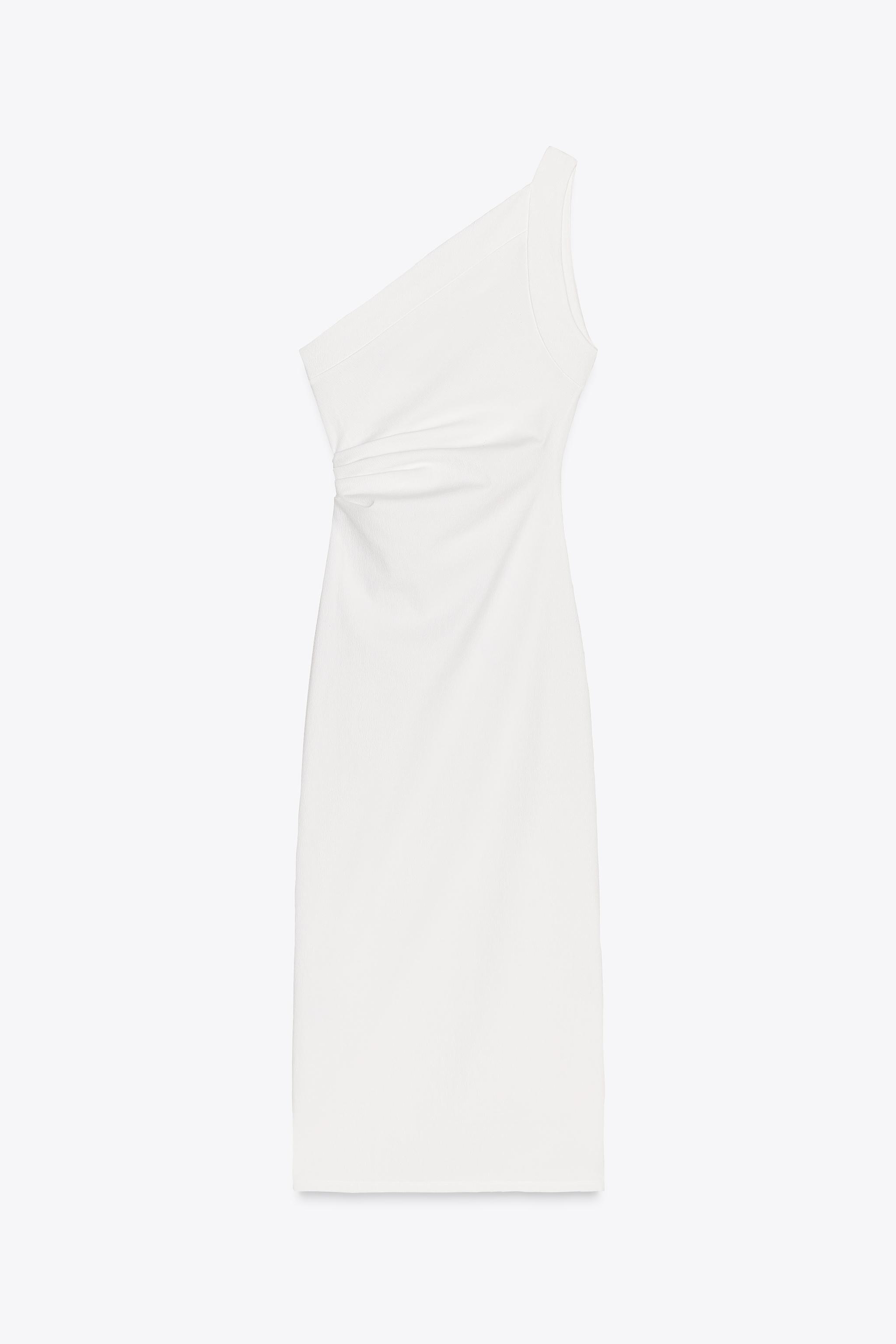 ZARA アシンメトリー ミディワンピース 6050/318 ASYMMETRIC MIDI DRESS - White | ZARA United States