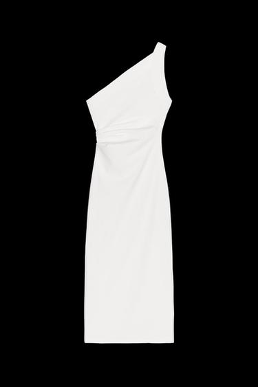 ASYMMETRIC MIDI DRESS - White by Zara - Image 0