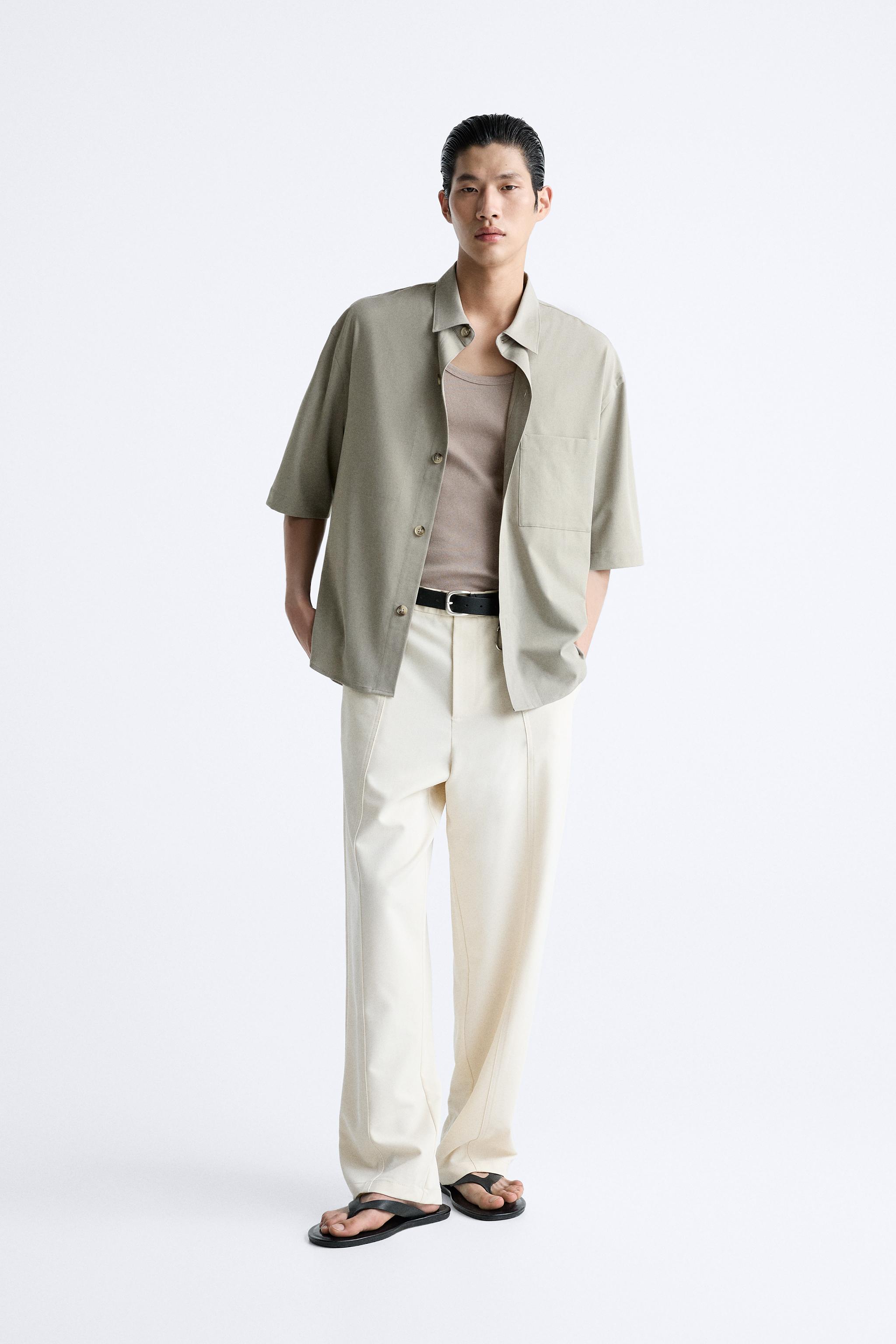 TROUSERS WITH FRONT SEAM DETAIL - Beige