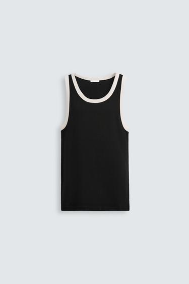 CAMISETA TANK CONTRASTE - Negro de Zara